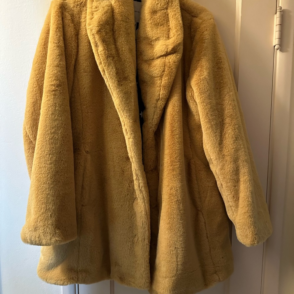 Avec Les Filles Yellow Teddy Jacket Plush Faux Fur